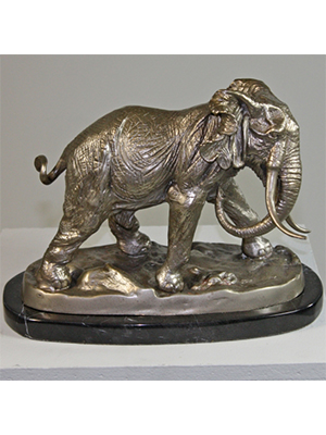 Bronze Elephant with Marble Base Bronze Elephant with Marble Base