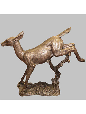 Bronze Female Deer Running on a Base Bronze Female Deer Running on a Base