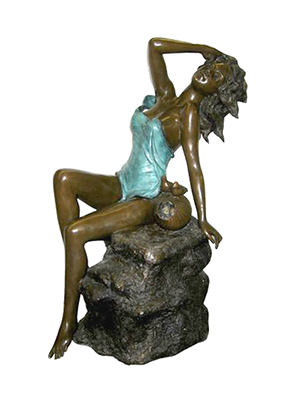 Bronze Girl Sunbathing on a Rock Fountain Bronze Girl Sunbathing on a Rock Fountain