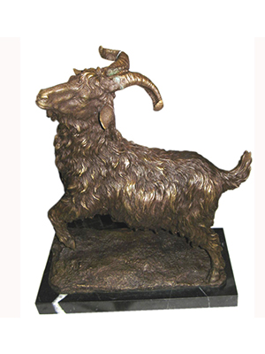 Bronze Goat with Marble Base Bronze Goat with Marble Base