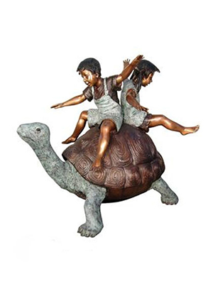 Two Kids Riding Turtle Two Kids Riding Turtle