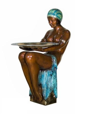 Bronze Sitting Lady With Tray Bronze Sitting Lady With Tray
