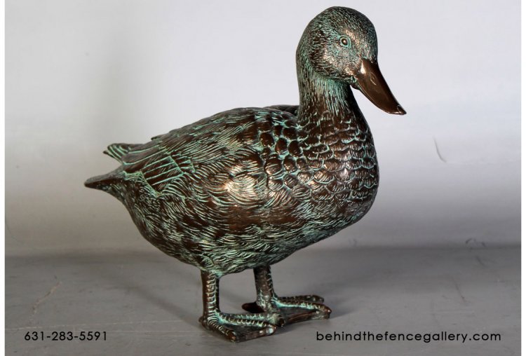 Male Mallard Duck Statue in Greenish Bronze Finish Male Mallard Duck Statue in Greenish Bronze Finish