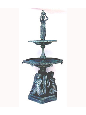 Bronze Mar Boy Fountain, 3-Step with Lady Bronze Mar Boy Fountain, 3-Step with Lady
