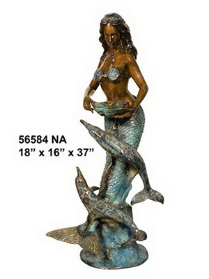 Bronze Mermaid With Dolphins Fountain Bronze Mermaid With Dolphins Fountain