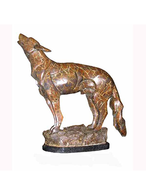 Bronze Wolf with Marble Base Bronze Wolf with Marble Base
