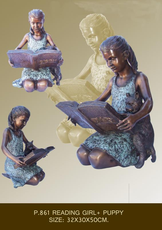 Girl Reading with Puppy Girl Reading with Puppy