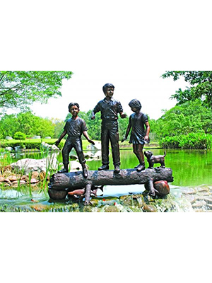 Three Kids Walking on Log Three Kids Walking on Log