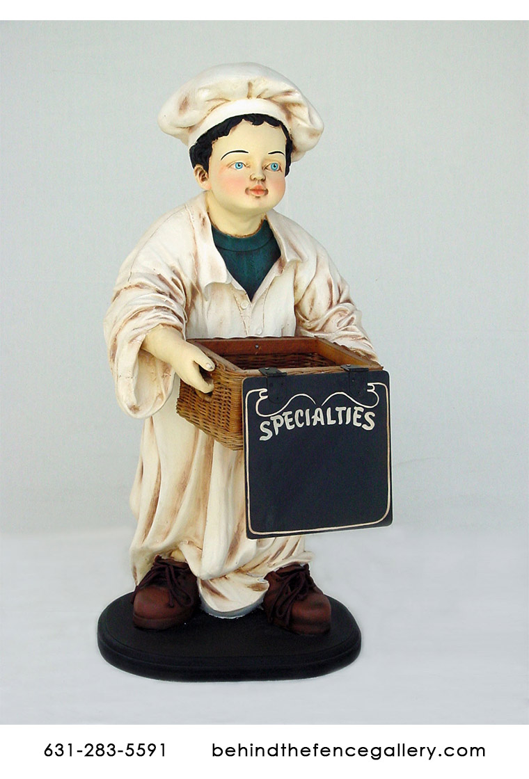 Chef Holding Basket Statue - 3ft. Chef Holding Basket Statue - 3ft.