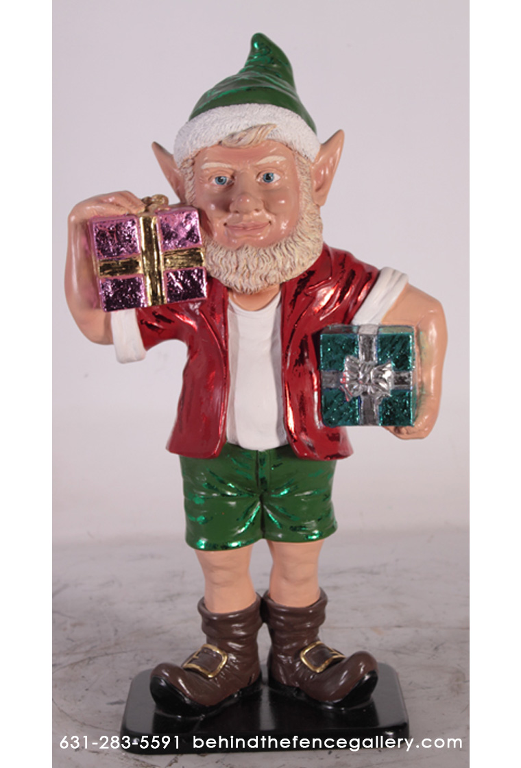 Christmas Elf with Two Gifts Statue Christmas Elf with Two Gifts Statue