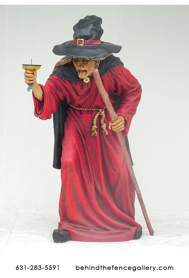 Life Size Witch Statue with Candle Holder Life Size Witch Statue with Candle Holder