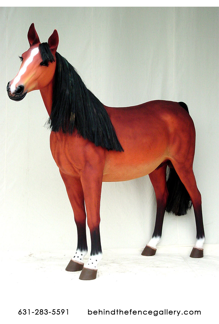 Life Size Horse with Synthetic Mane Statue Life Size Horse with Synthetic Mane Statue