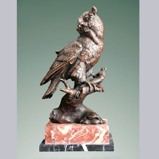 Bronze Owl on Marble Base Bronze Owl on Marble Base