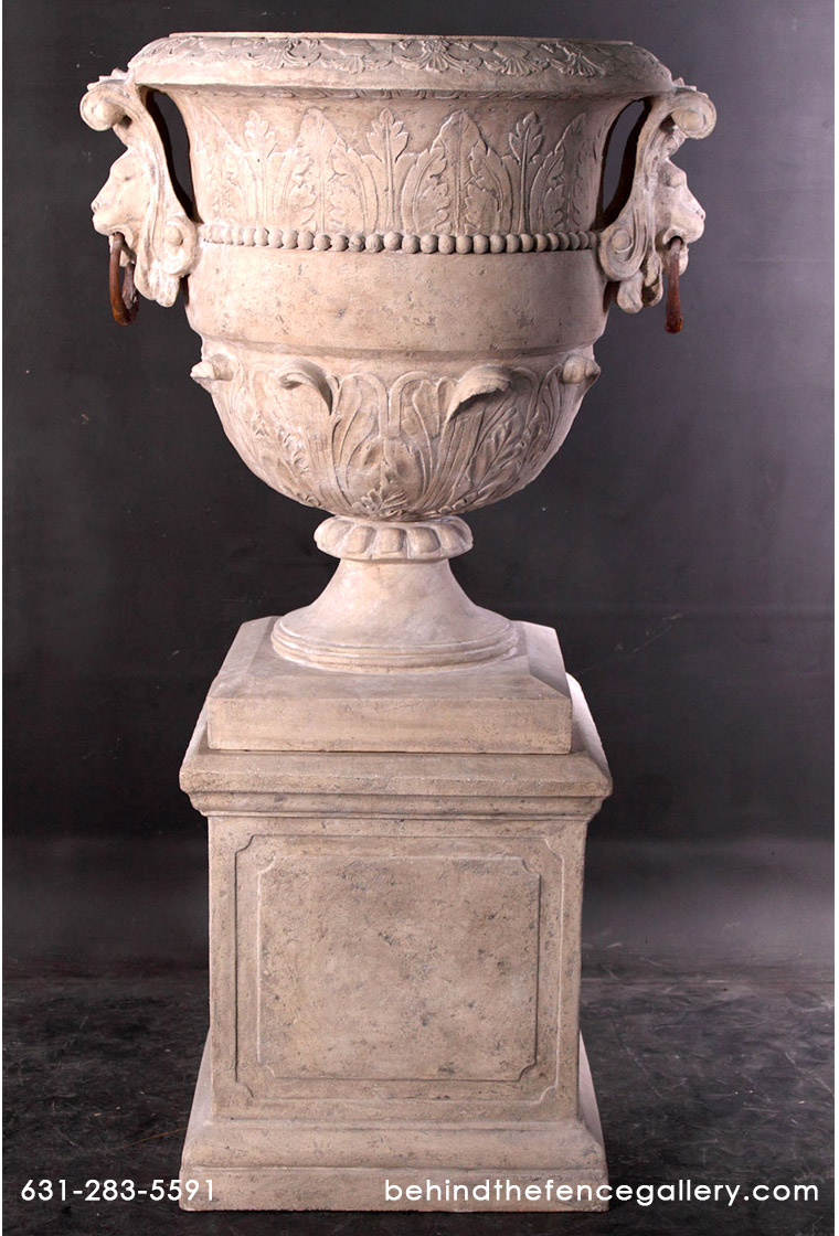 Large Lion Urn on Base Large Lion Urn on Base