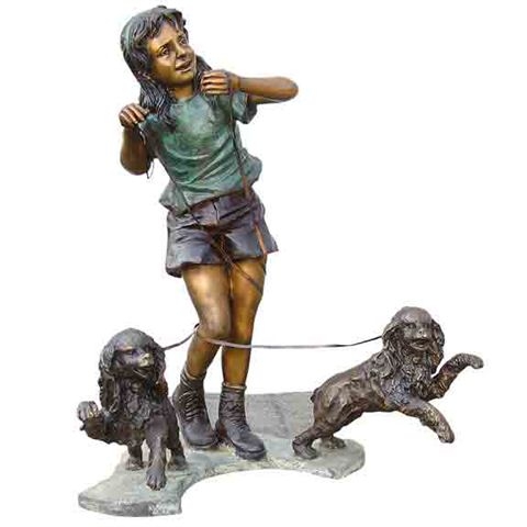 Bronze Girl with 2 Dogs Bronze Girl with 2 Dogs