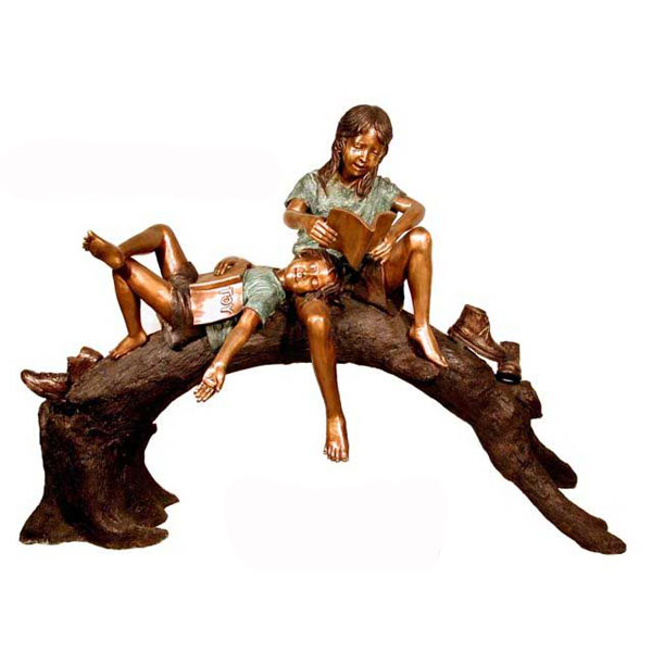 Bronze Kids reading on a Branch Bronze Kids reading on a Branch