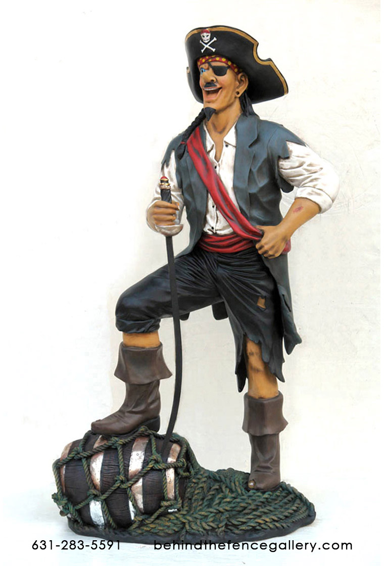 Pirate with Barrel and Sword Statue Pirate with Barrel and Sword Statue