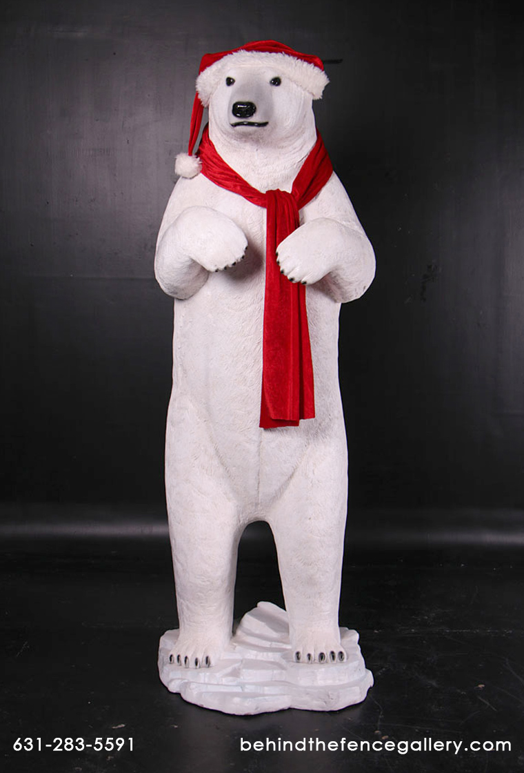 Standing Christmas Polar Bear Statue Standing Christmas Polar Bear Statue
