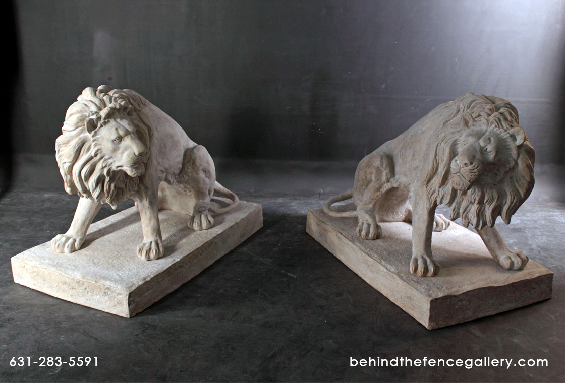 Lions Statue in Roman Stone Finish Set Of 2 Lions Statue in Roman Stone Finish Set Of 2