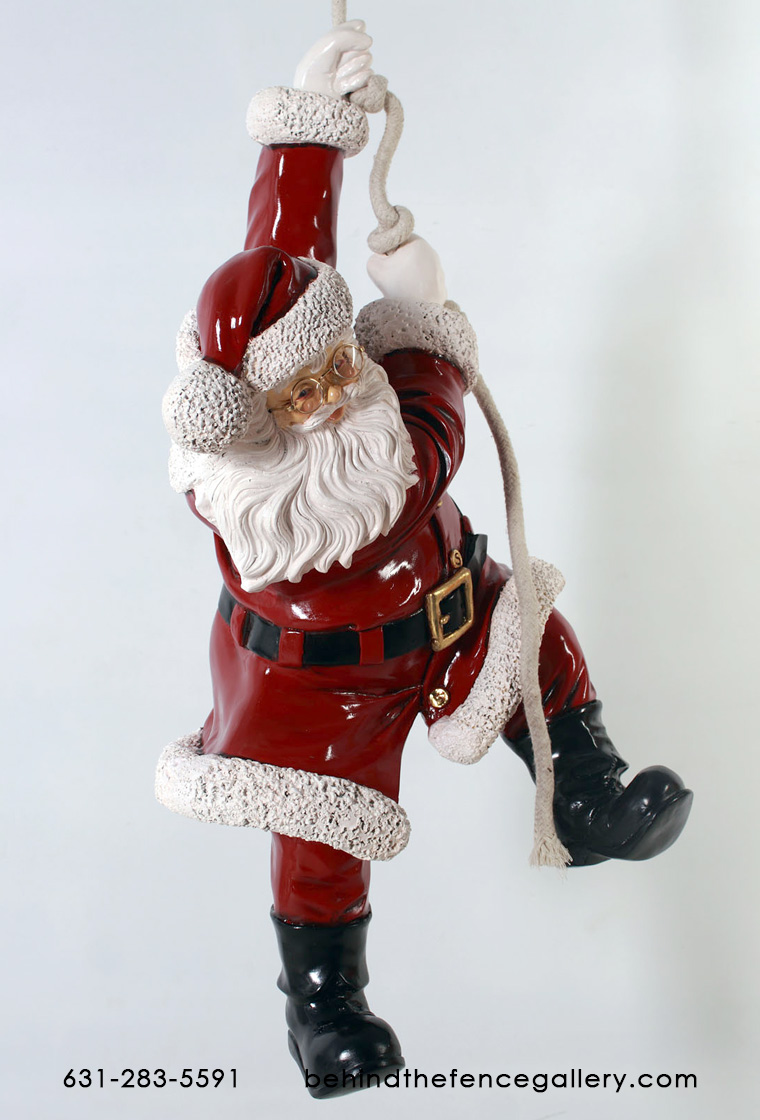 Santa Hanging from Rope Statue - 3FT. Santa Hanging from Rope Statue - 3FT.