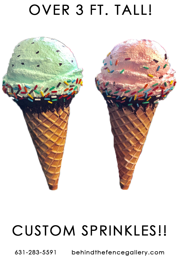 Custom Hard Scoop Wall Mounted Ice Cream Cone With Sprinkles Custom Hard Scoop Wall Mounted Ice Cream Cone With Sprinkles