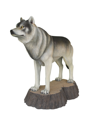 Wolf on Tree Stump Statue Wolf on Tree Stump Statue